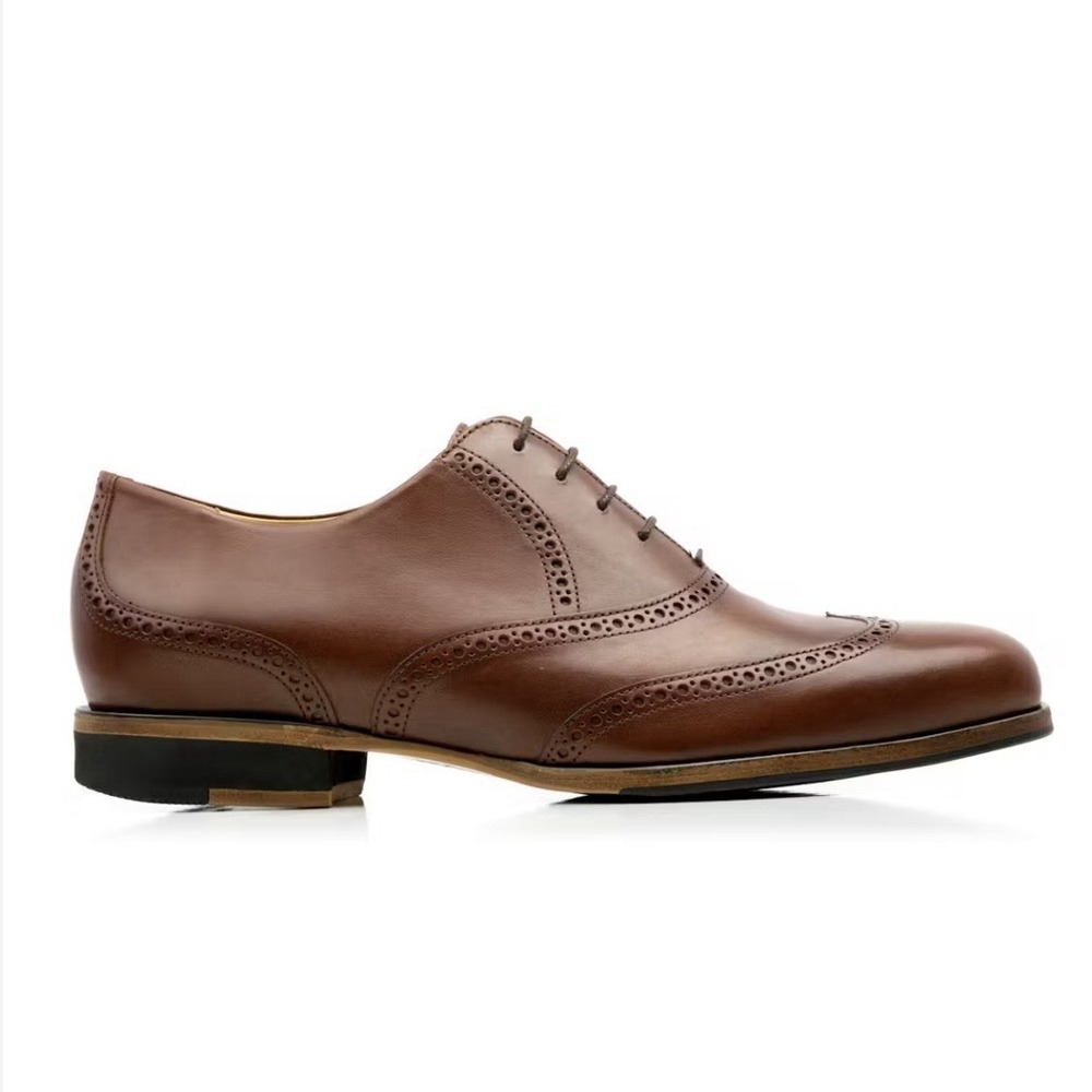 Wolf & Shepherd Senna Wingtip Dress Shoes Brown Leather Lace Up Oxford Mens 12